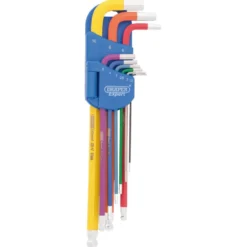 Draper Expert Metric Extra Long Hex. and Ball End Key Set, Colour Coded (9 Piece)