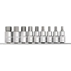 Draper Expert Metric Hex. Socket Bit Set, 1/2" Sq. Dr., 55mm (9 Piece)