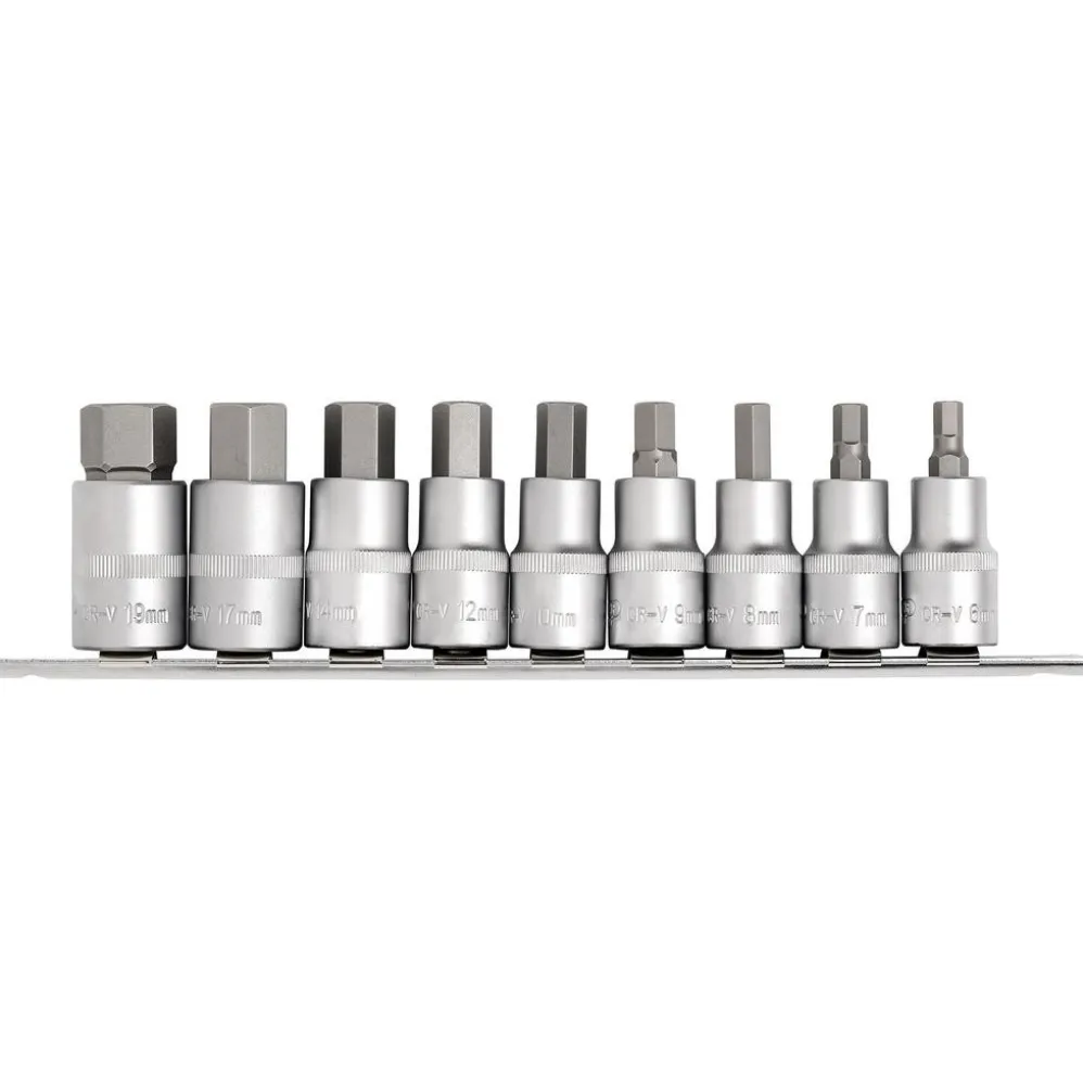 Draper Expert Metric Hex. Socket Bit Set, 1/2" Sq. Dr., 55mm (9 Piece)