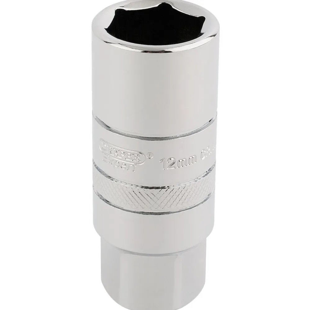 Draper Expert 12mm Thread 6 Point Spark Plug Socket, 3/8" Sq. Dr., 18mm