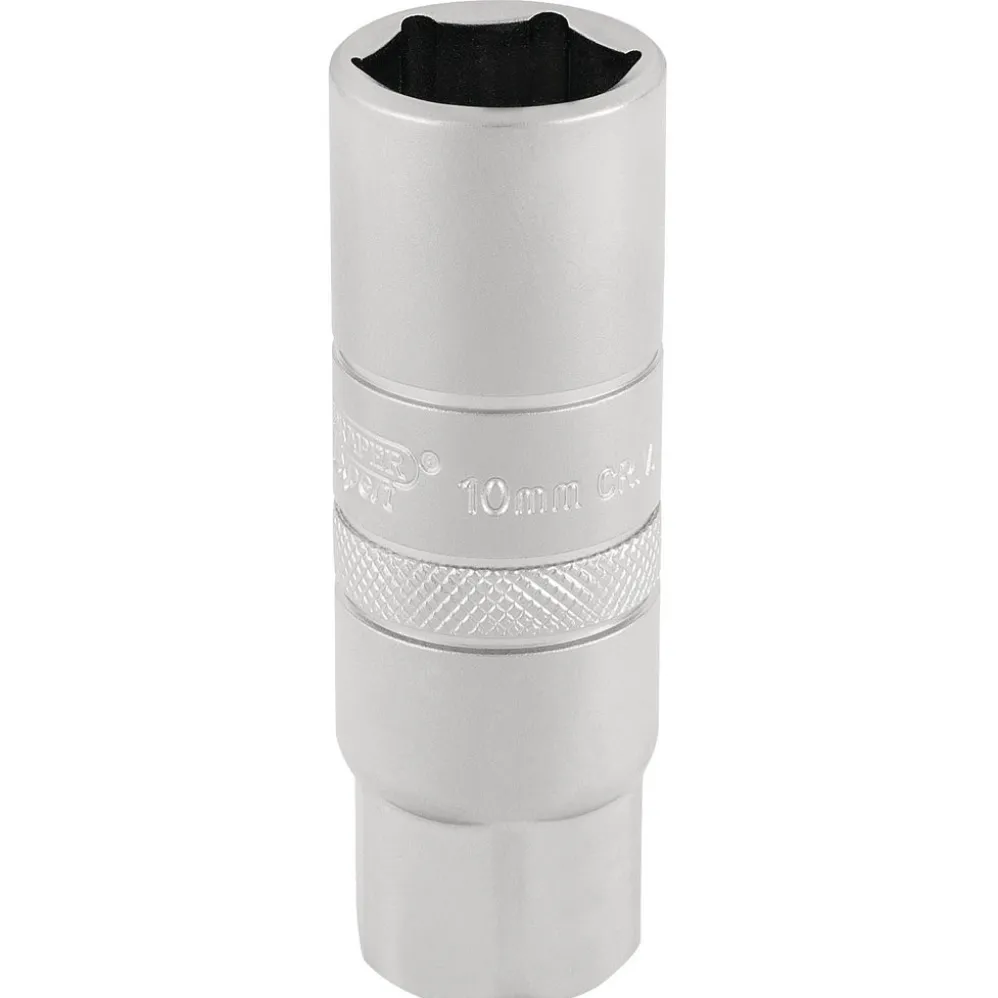 Draper Expert 10mm Thread 6 Point Satin Chrome Spark Plug Socket, 3/8" Sq. Dr., 16mm