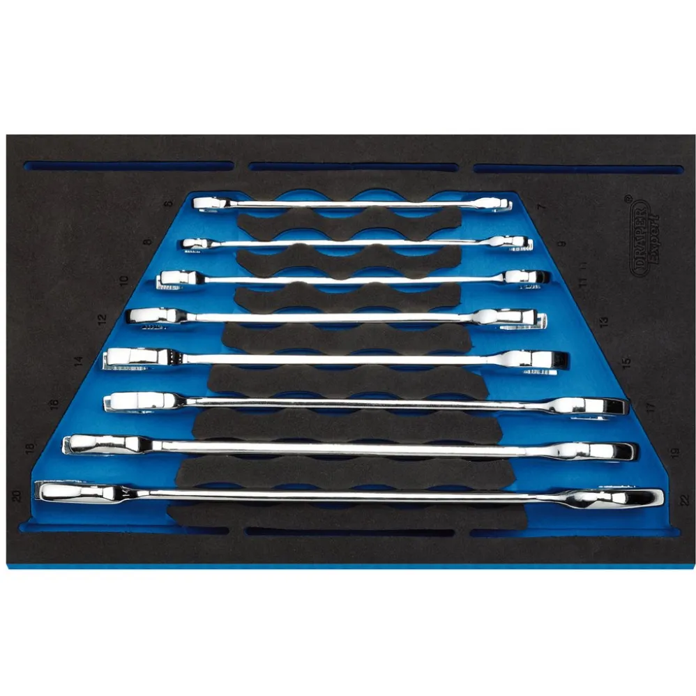 Draper Expert Open Ended Spanner Set in 1/4" Drawer EVA Insert Tray (8 Piece)