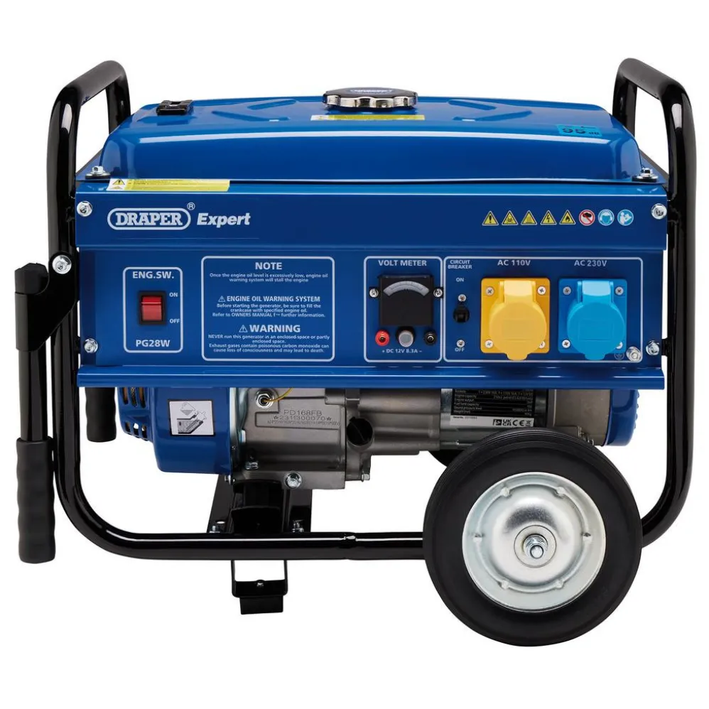 Draper Expert Petrol Generator with Wheels, 2500W