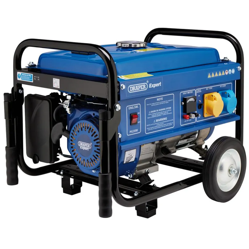 Draper Expert Petrol Generator with Wheels, 2500W
