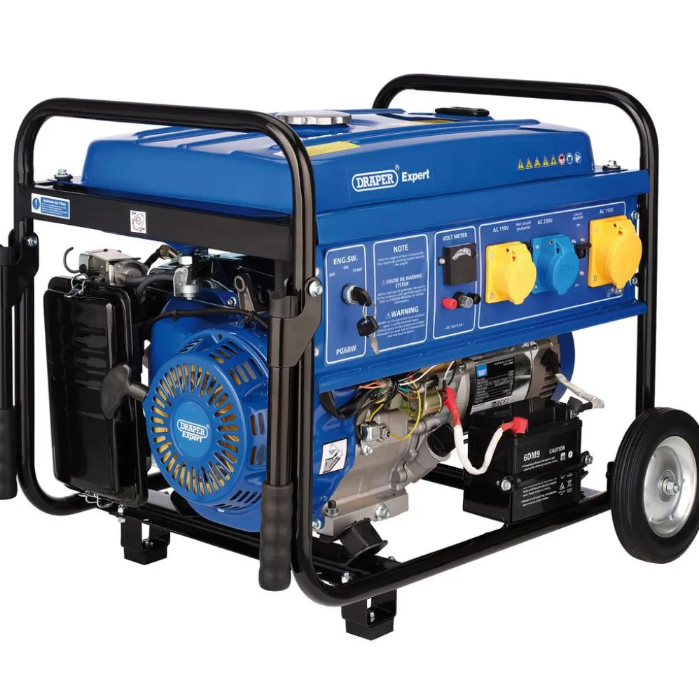 Draper Expert Petrol Generator with Wheels, 6000W