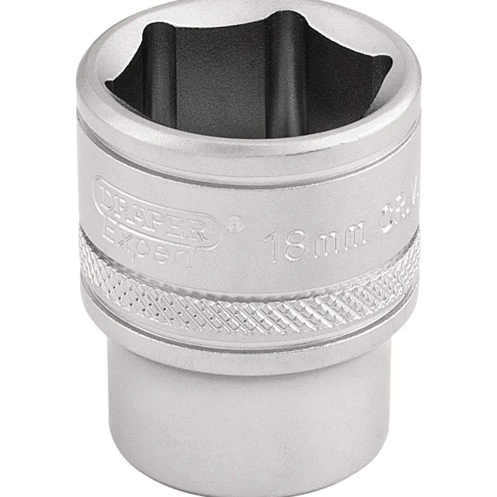 Draper Expert 6 Point Metric Socket, 3/8" Sq. Dr., 18mm