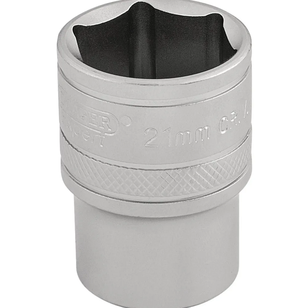 Draper Expert 6 Point Metric Socket, 1/2" Sq. Dr., 21mm