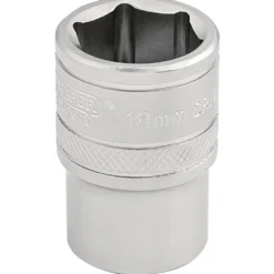 Draper Expert 6 Point Metric Socket, 1/2" Sq. Dr., 18mm