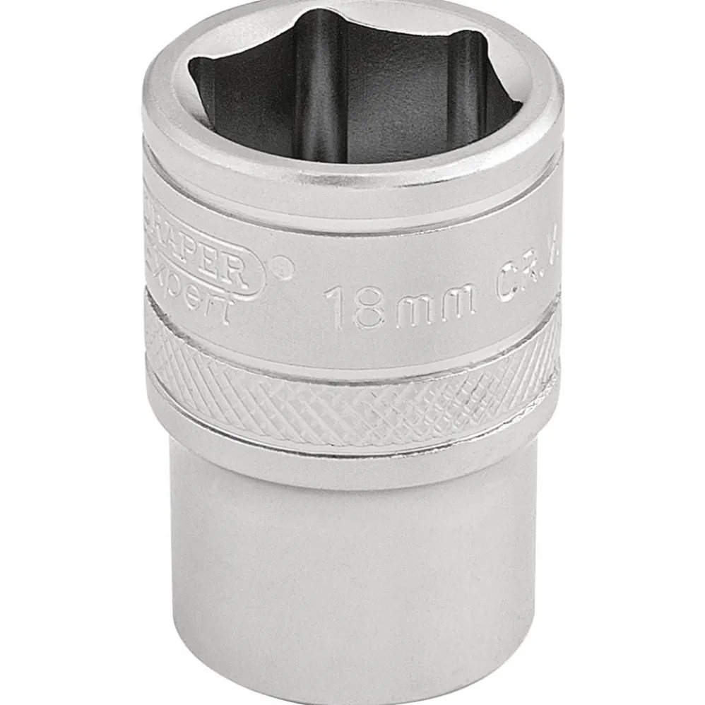 Draper Expert 6 Point Metric Socket, 1/2" Sq. Dr., 18mm
