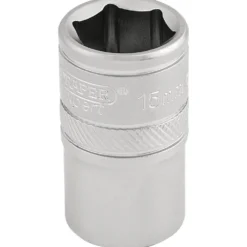 Draper Expert 6 Point Metric Socket, 1/2" Sq. Dr., 15mm