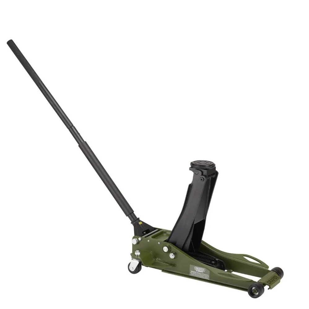 Draper Expert Professional Low Profile Fast Lift Garage Trolley Jack, 3 Tonne, Green