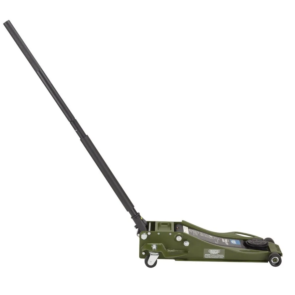 Draper Expert Professional Low Profile Fast Lift Garage Trolley Jack, 3 Tonne, Green