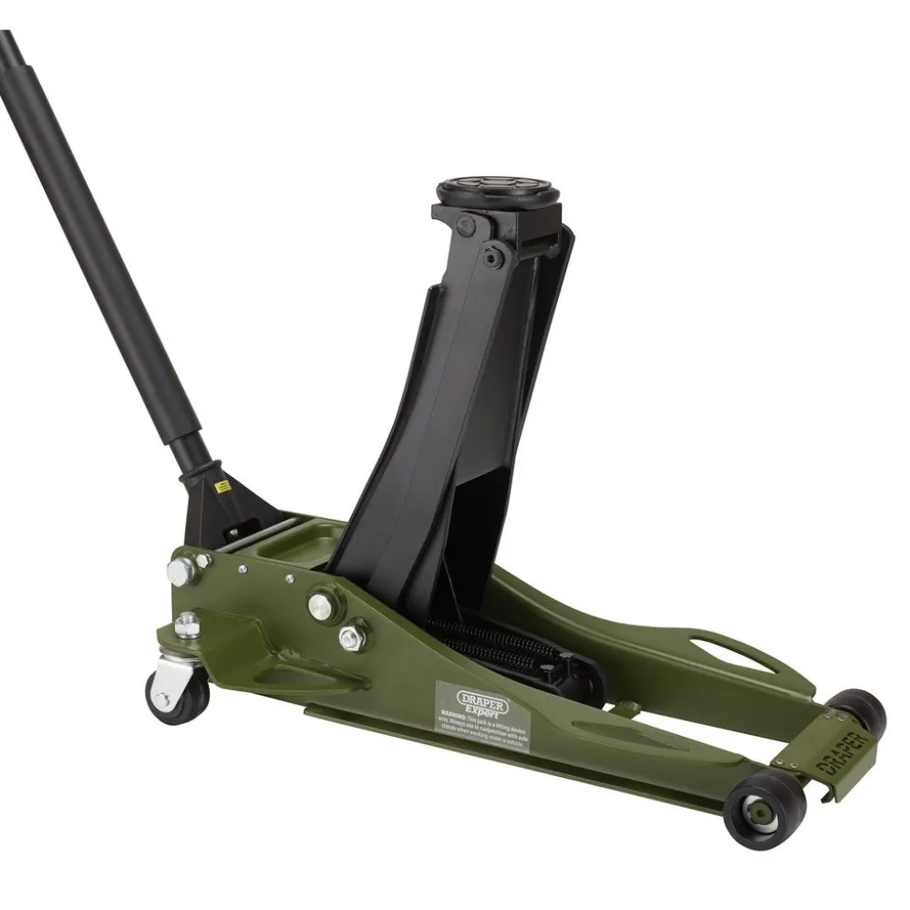 Draper Expert Professional Low Profile Fast Lift Garage Trolley Jack, 3 Tonne, Green