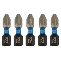 Draper Expert PZ-Type Impact Screwdriver Bits, No.2 x 25mm, 1/4" Hex (Pack of 5)