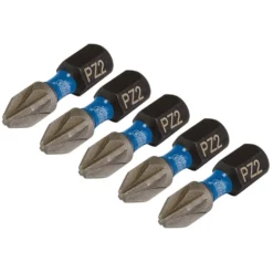 Draper Expert PZ-Type Impact Screwdriver Bits, No.2 x 25mm, 1/4" Hex (Pack of 5)
