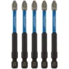 Draper Expert PZ-Type Impact Screwdriver Bits, No.2 x 75mm, 1/4" Hex (Pack of 5)