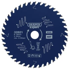 Draper Expert TCT Circular Saw Blade for Wood with PTFE Coating, 165 x 20mm, 40T