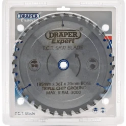 Draper Expert TCT Saw Blade, 185 x 20mm, 36T