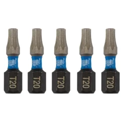 Draper Expert TX-STAR® Impact Screwdriver Bits, T20 x 25mm, 1/4" Hex (Pack of 5)
