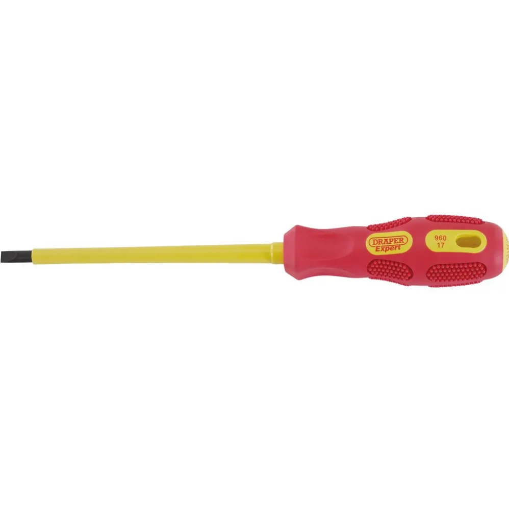 Draper Expert VDE Approved Fully Insulated Plain Slot Screwdriver, 5.5 x 125mm
