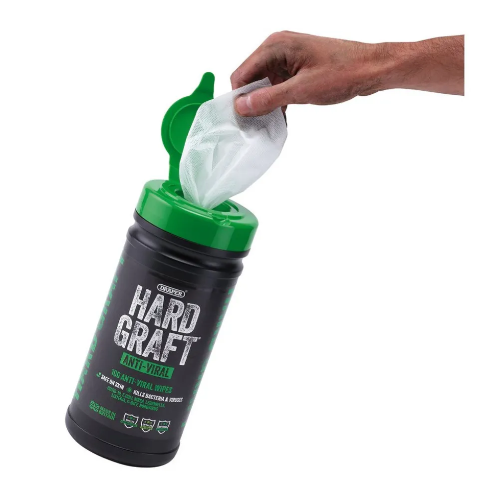 Draper Hard Graft Anti-Viral Wipes (Tub of 100)
