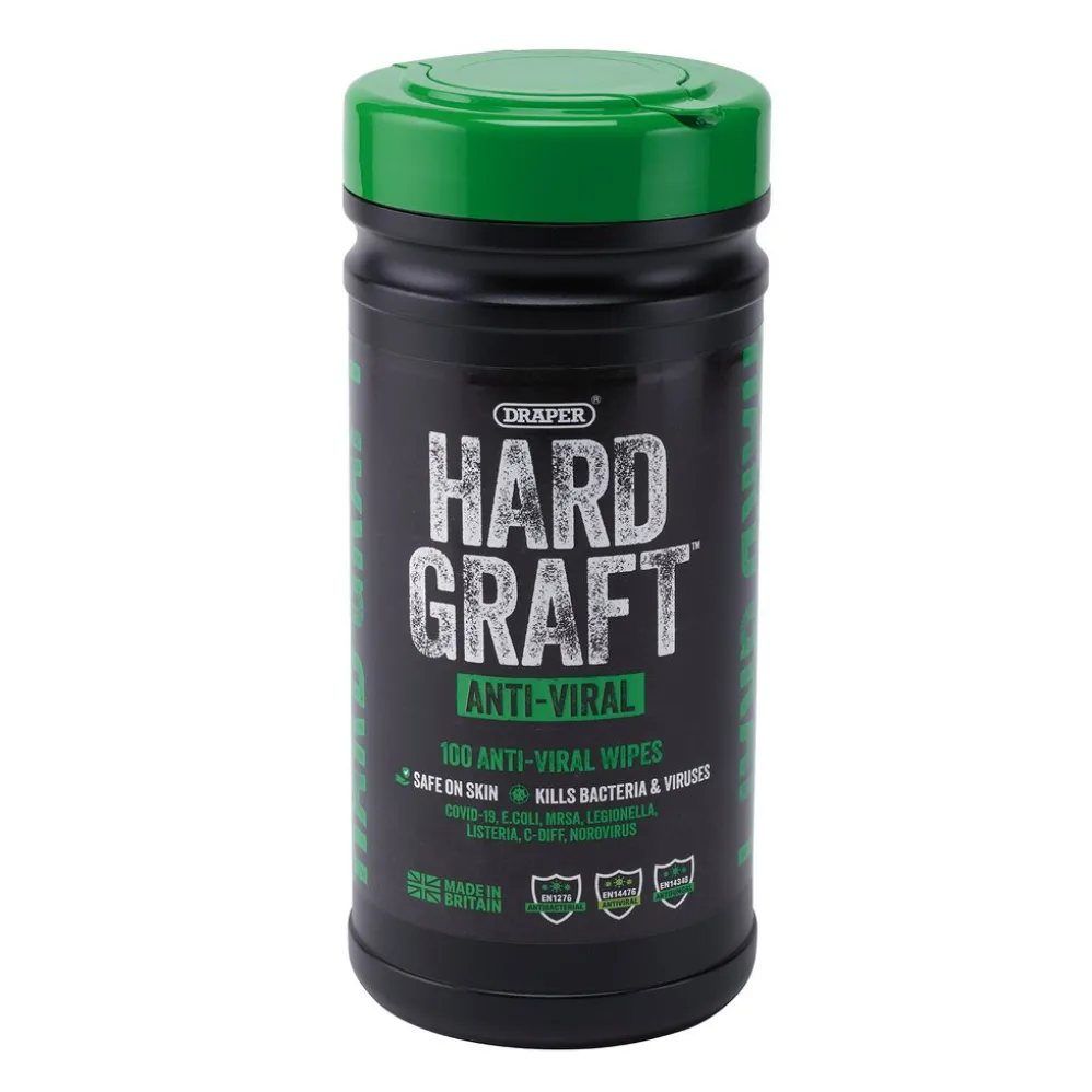 Draper Hard Graft Anti-Viral Wipes (Tub of 100)