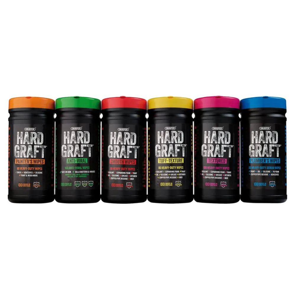 Draper Hard Graft Multipurpose Tuff-Texture Wipes (Tub of 80)