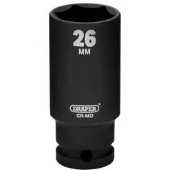 Draper HI-TORQ® Metric Deep Impact Socket, 1/2" Sq. Dr., 26mm