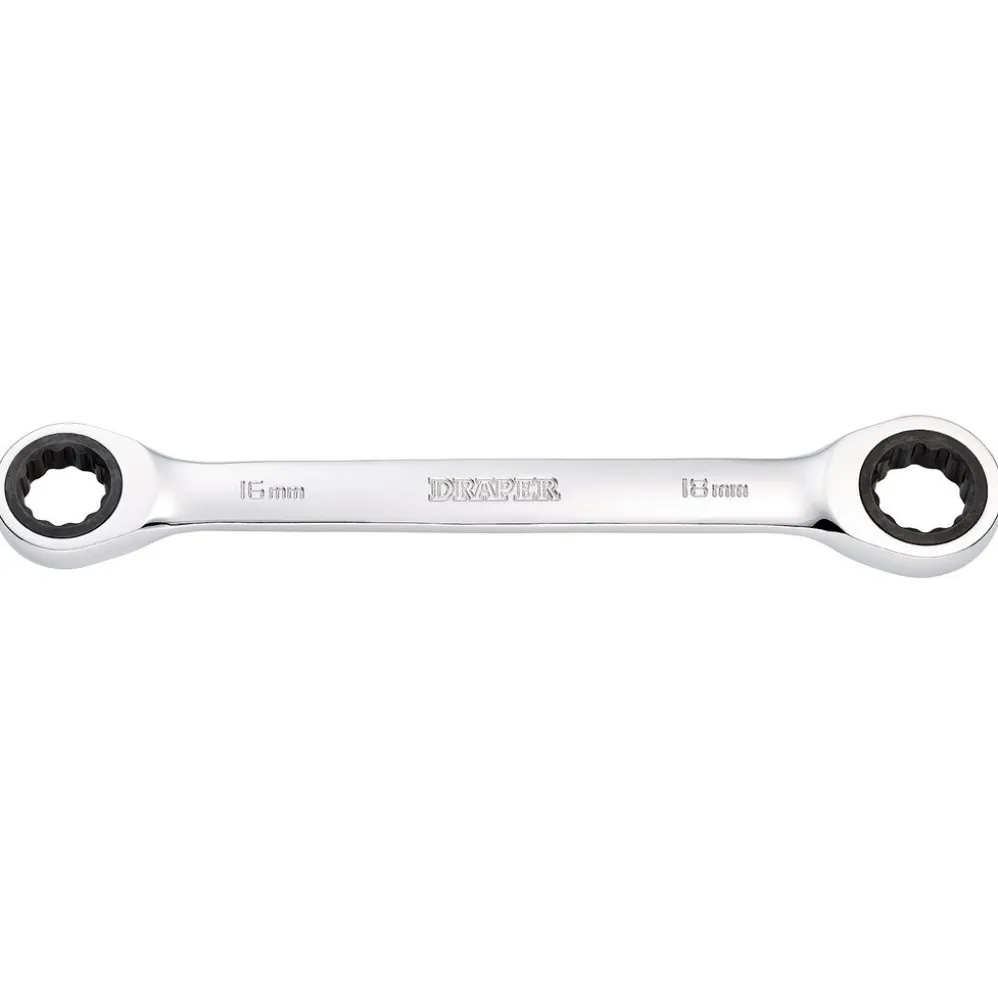 Draper HI-TORQ® Metric Double Ratchet Ring Spanner, 16 x 18mm