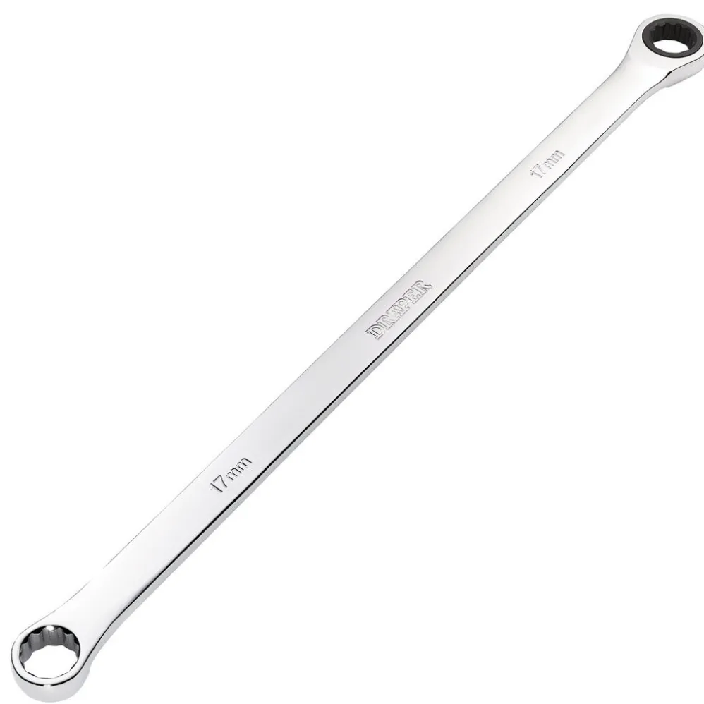 Draper HI-TORQ® Metric Extra-Long Double Ring Ratchet Spanner, 17mm