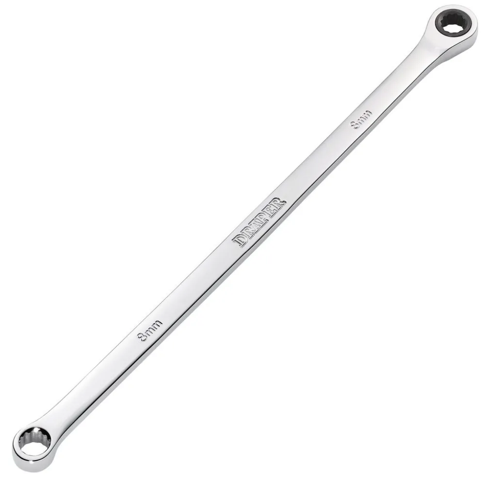 Draper HI-TORQ® Metric Extra-Long Double Ring Ratchet Spanner, 8mm