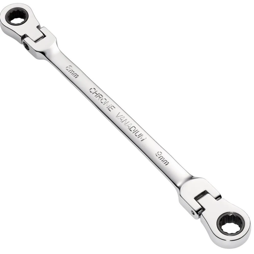 Draper HI-TORQ® Metric Flexible Head Double Ring Ratchet Spanner, 8 x 9mm