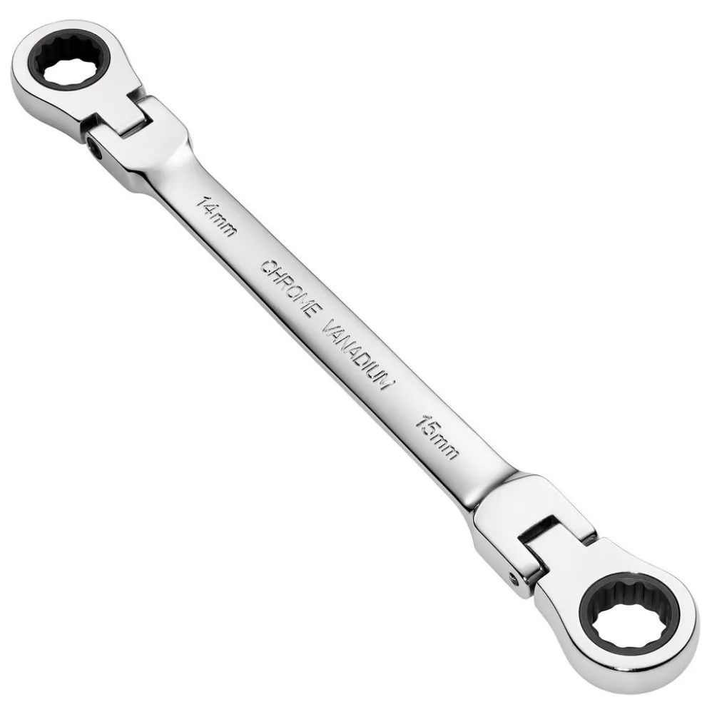 Draper HI-TORQ® Metric Flexible Head Double Ring Ratchet Spanner, 14 x 15mm