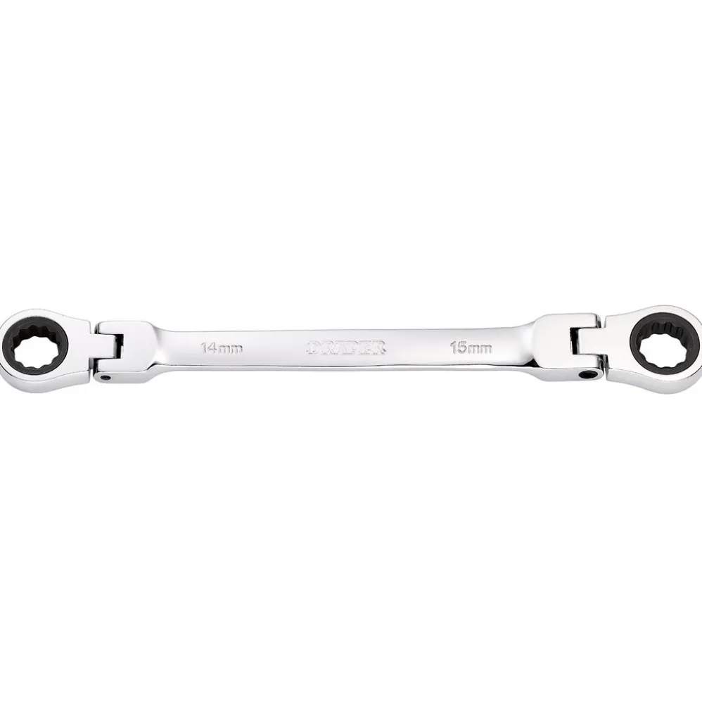 Draper HI-TORQ® Metric Flexible Head Double Ring Ratchet Spanner, 14 x 15mm
