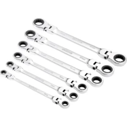 Draper HI-TORQ® Metric Flexible Head Double Ring Ratchet Spanner Set (6 Piece)
