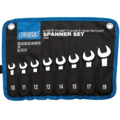 Draper HI-TORQ® Metric Stubby Flexible Head Ratchet Combination Spanner Set, 10 - 19mm (8 Piece)
