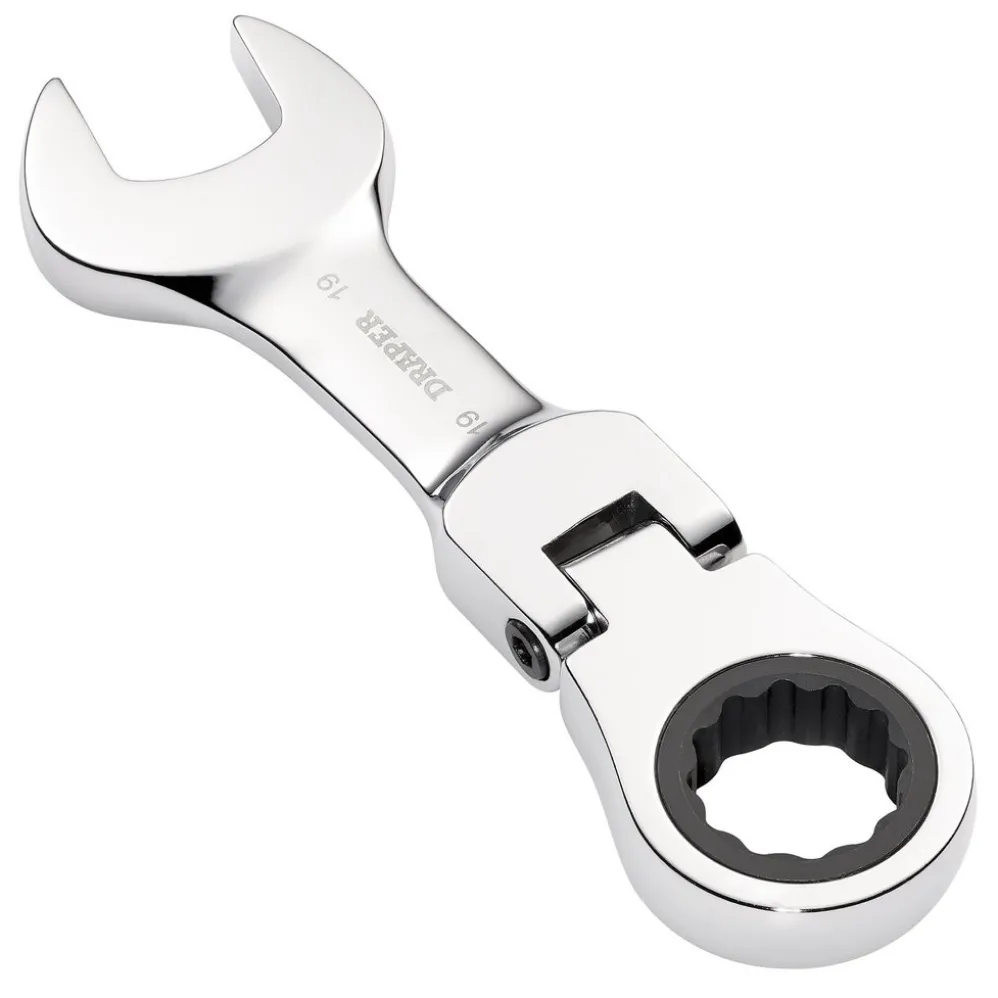 Draper HI-TORQ® Metric Stubby Flexible Head Ratchet Combination Spanner, 19mm