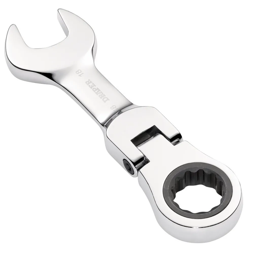 Draper HI-TORQ® Metric Stubby Flexible Head Ratchet Combination Spanner, 18mm