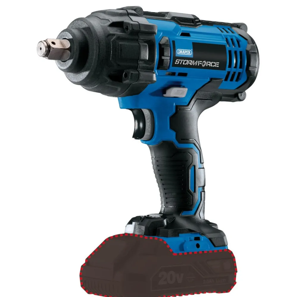 Draper Storm Force® 20V Mid-Torque Impact Wrench, 1/2" Sq. Dr., 400Nm (Sold Bare)