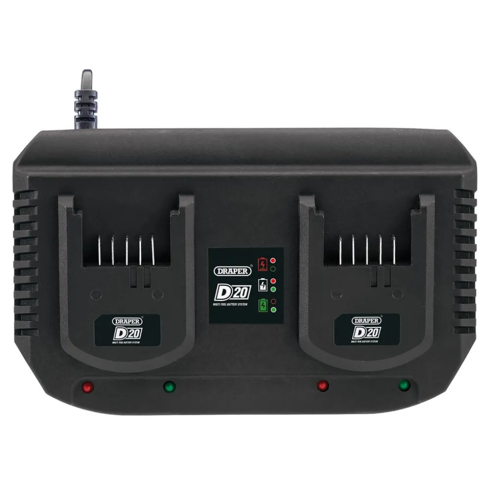 D20 20V Li-ion Fast Twin Battery Charger, 2 x 3.5A