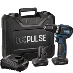 DXPULSE 12V Brushless Combi Drill Kit, 2 x 4.0Ah Batteries, 1 x Fast Charger