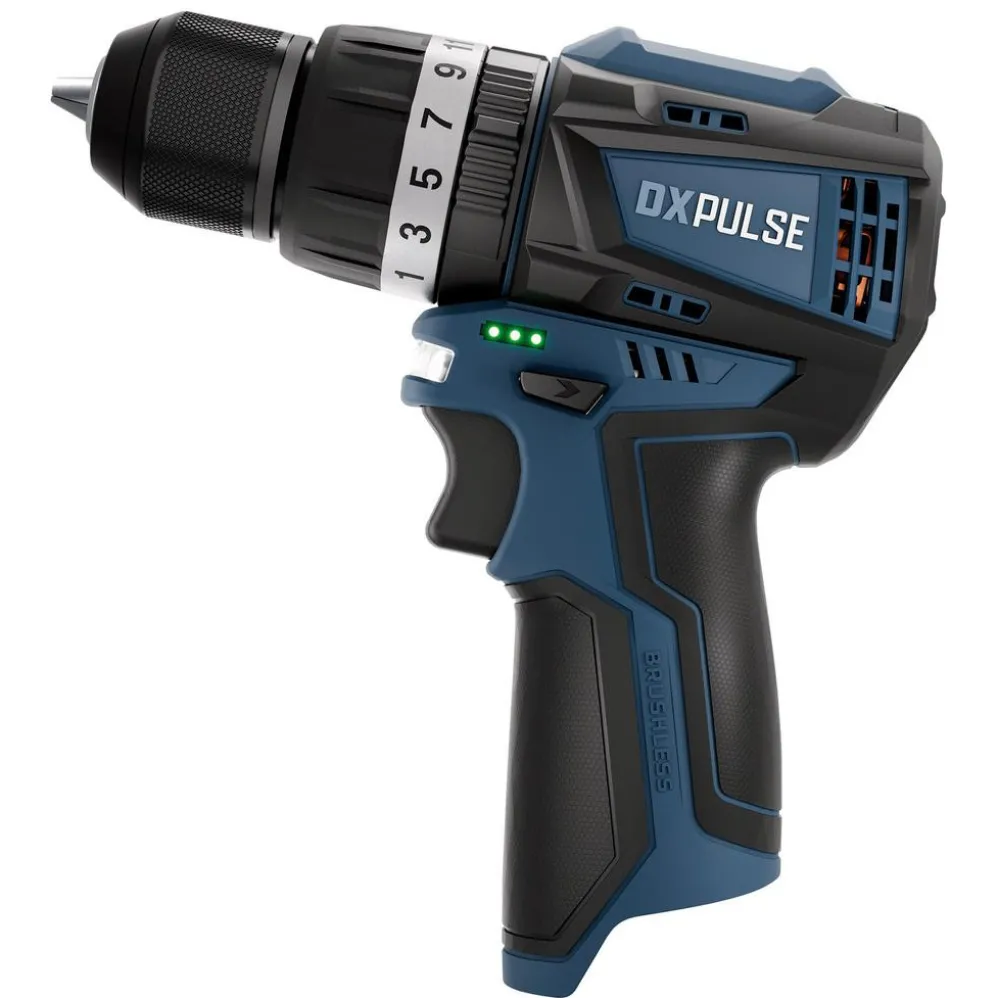 DXPULSE 12V Brushless Combi Drill & Impact Driver Kit, 1/4" Sq. Dr., 2 x 4.0Ah Batteries, 1 x Fast Charger
