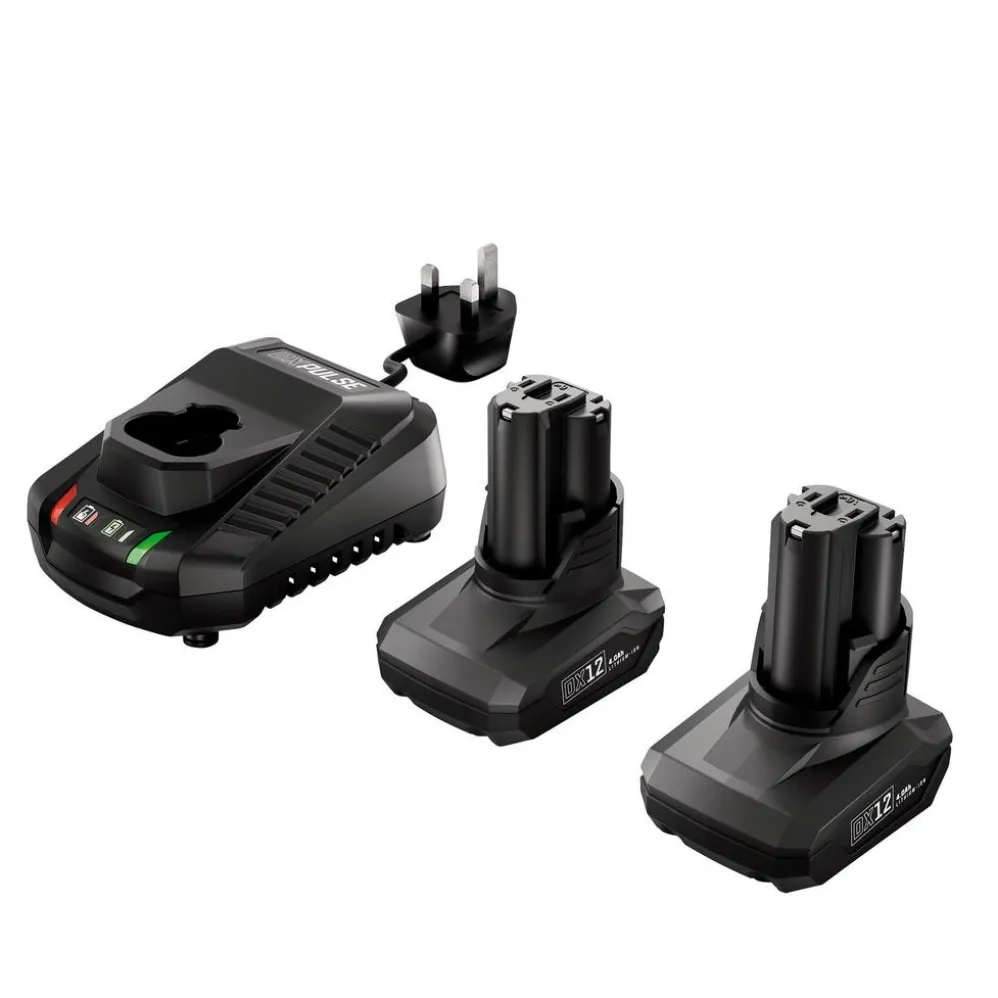DXPULSE 12V Brushless Combi Drill & Impact Driver Kit, 1/4" Sq. Dr., 2 x 4.0Ah Batteries, 1 x Fast Charger