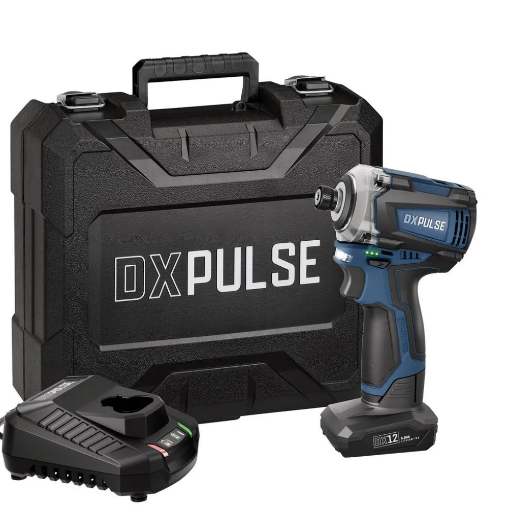 DXPULSE 12V Brushless Impact Driver Kit, 1/4" Sq. Dr., 1 x 5.0Ah Battery, 1 x Fast Charger