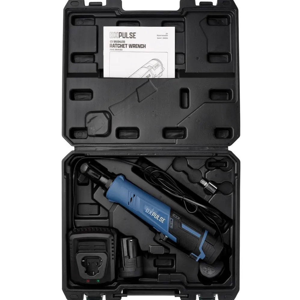 DXPULSE 12V Brushless Ratchet Wrench Kit, 1/2" Sq. Dr., 2 x 2.0Ah Batteries, 1 x Charger