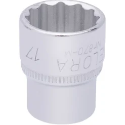 Elora Bi-Hexagon Socket, 3/8" Sq. Dr., 17mm