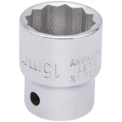 Elora Bi-Hexagon Socket, 3/8" Sq. Dr., 15mm
