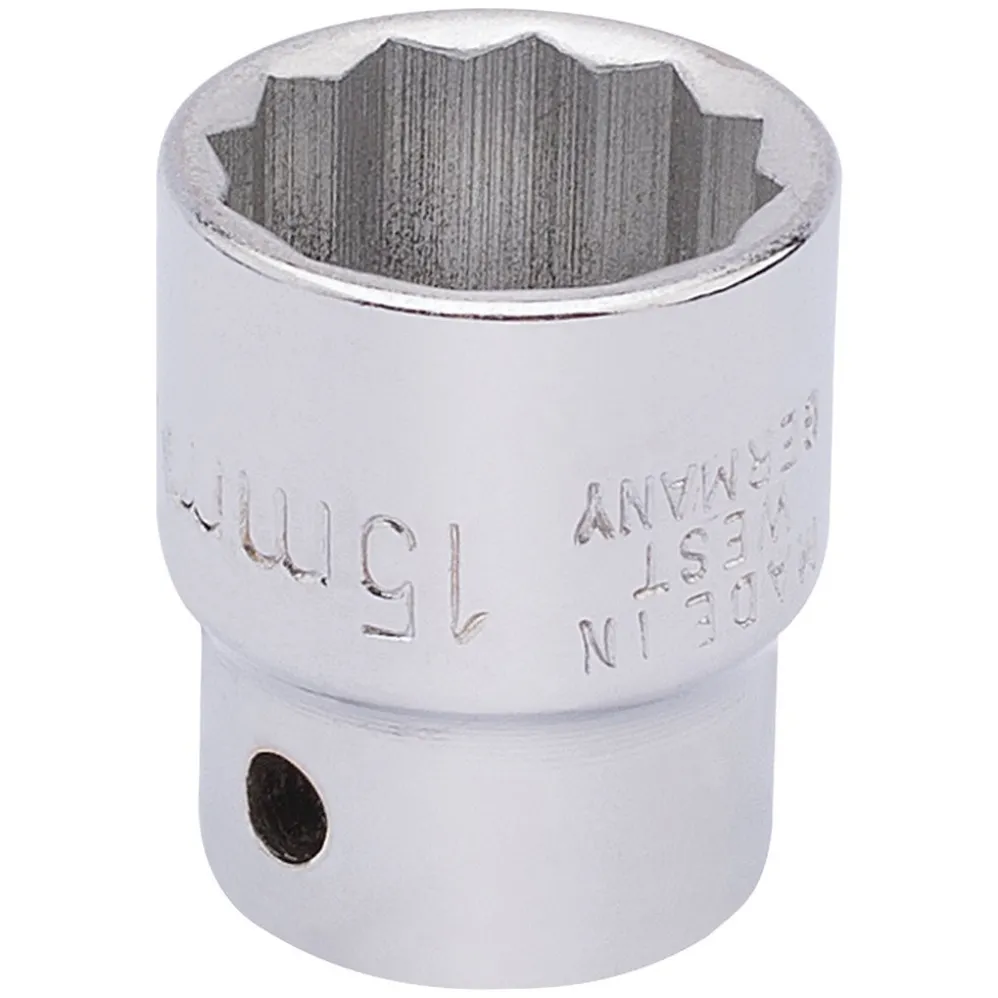 Elora Bi-Hexagon Socket, 3/8" Sq. Dr., 15mm
