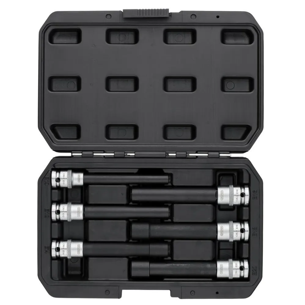 Extra Long E-Type Sockets, 1/2" Sq. Dr. (6 Piece)