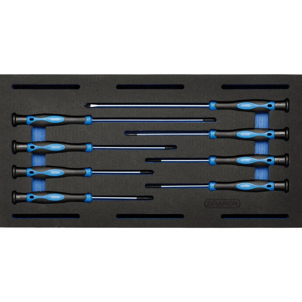 Extra Long Precision Screwdriver Set in 1/4 Drawer EVA Insert Tray (8 Piece)